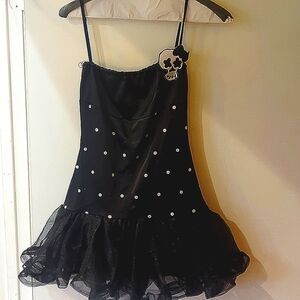 Girls or small adult super cute polka dots skull dress
